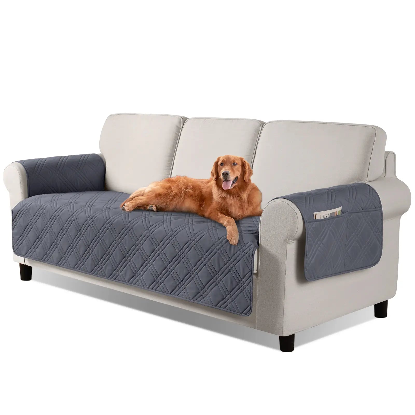 TAOCOCO Waterproof Pet Sofa Cover with Non-Slip Backing, Washable Protector for 3-Cushion Couches, Includes Side Pocket