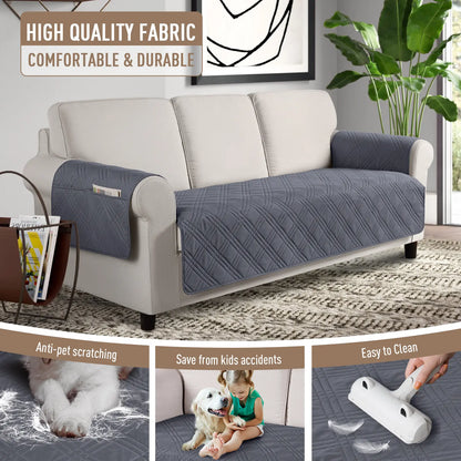 TAOCOCO Waterproof Pet Sofa Cover with Non-Slip Backing, Washable Protector for 3-Cushion Couches, Includes Side Pocket