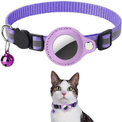 Adjustable Waterproof Cat Collar with Airtag Holder, Breakaway Feature, Reflective Strips, and Bell