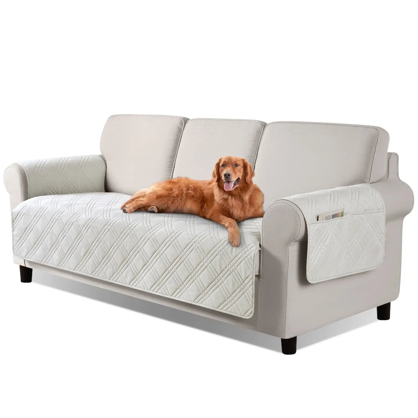 TAOCOCO Waterproof Pet Sofa Cover with Non-Slip Backing, Washable Protector for 3-Cushion Couches, Includes Side Pocket