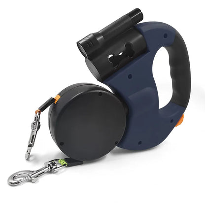 Retractable Double Dog Leash with Light - Portable Rotating Leash for Walking Two Dogs