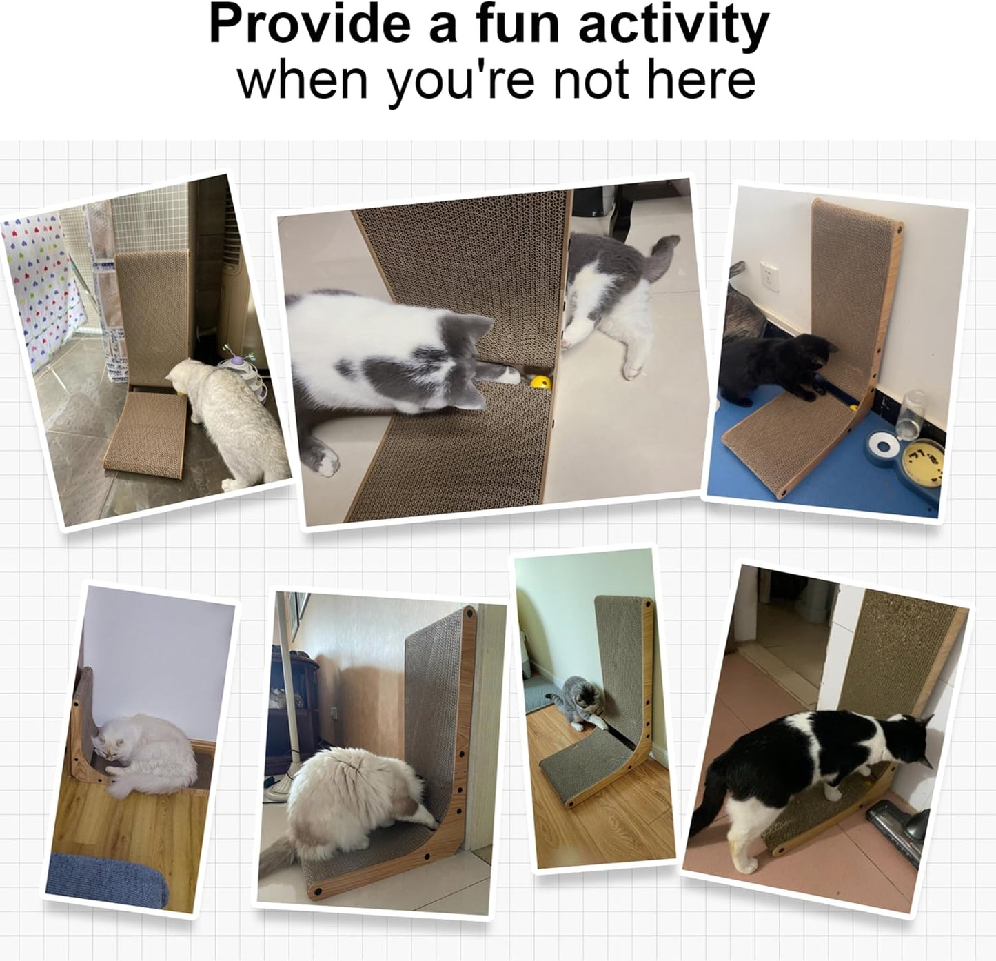 L-Shaped 26.8 Inch Cat Scratching Pad with Ball Toy - Vertical Cardboard Scratcher for Indoor Cats, Ideal for Walls, Sofas, and Couches