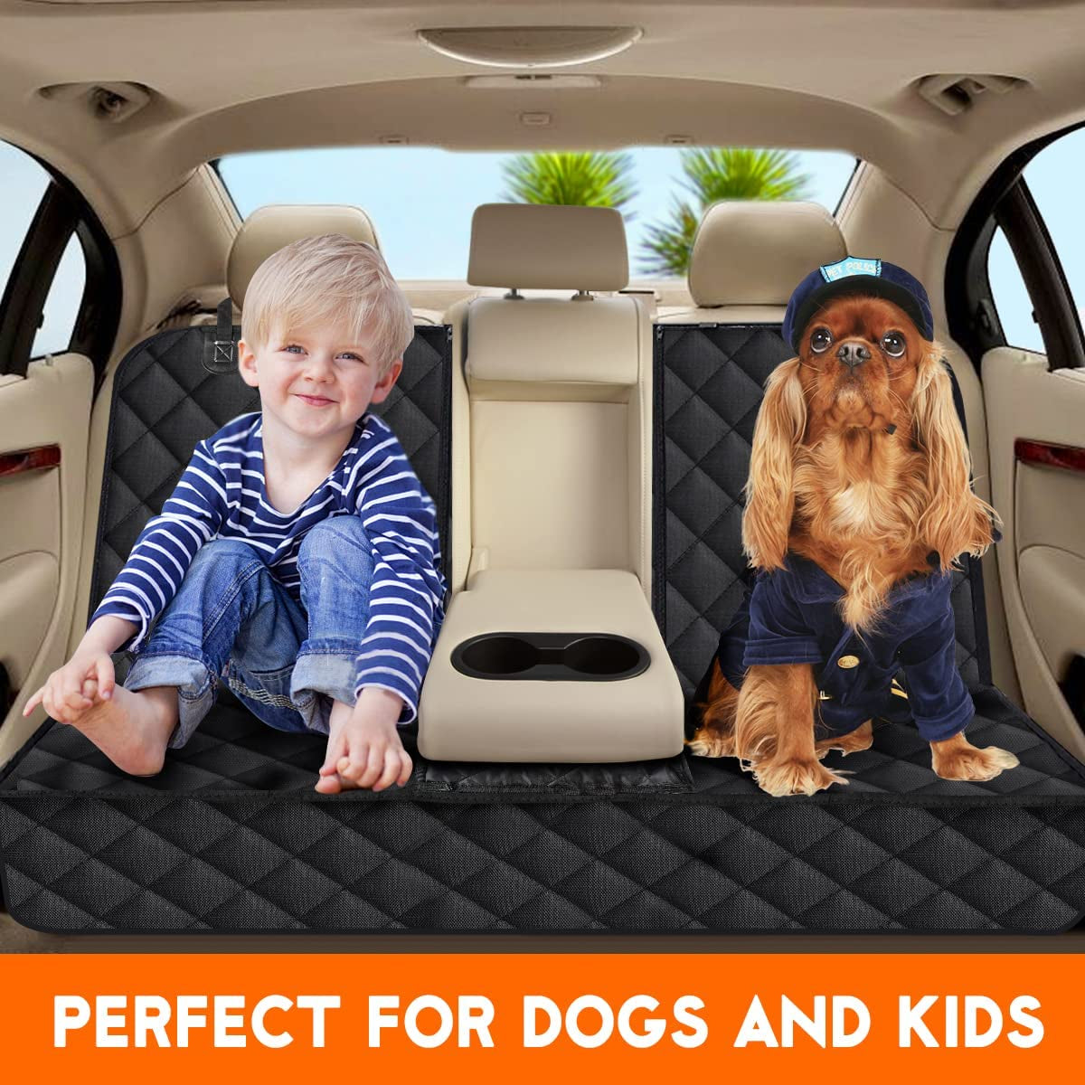 Dog Car Seat Cover - Waterproof and Durable Back Seat Protector for Pets, Fits Most Cars, SUVs, and Trucks (53" Width) - Black