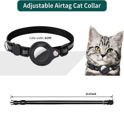 Adjustable Waterproof Cat Collar with Airtag Holder, Breakaway Feature, Reflective Strips, and Bell