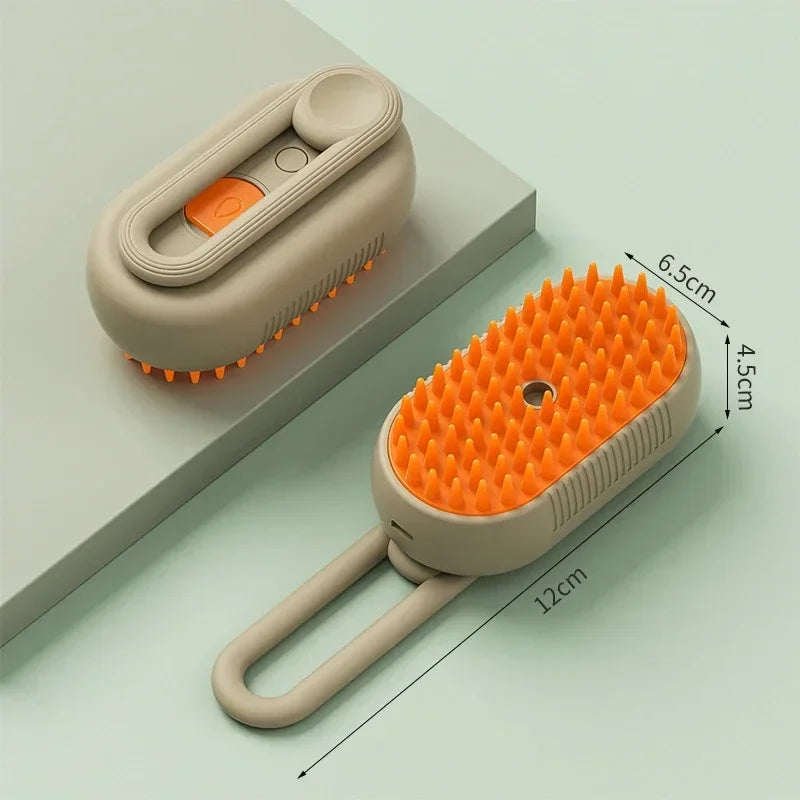 3-in-1 Pet Massage Brush with Steam Spray Function - Foldable, Rotatable Hair Removal Comb for Cats and Dogs