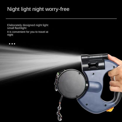 Retractable Double Dog Leash with Light - Portable Rotating Leash for Walking Two Dogs