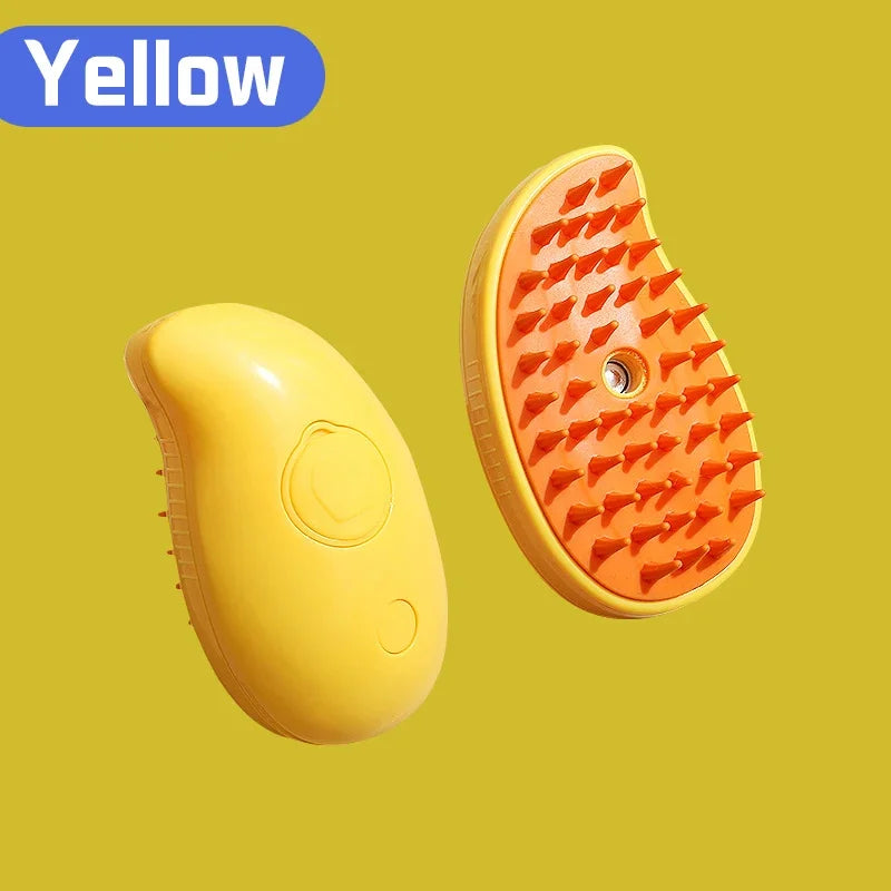 3-in-1 Pet Massage Brush with Steam Spray Function - Foldable, Rotatable Hair Removal Comb for Cats and Dogs