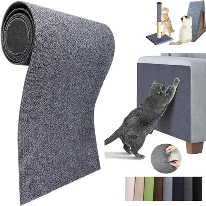 Cat Scratch Furniture Protector Mat - Self-Adhesive DIY Cat Scratch Pad for Cat Trees, Doors, and Couches (Dark Gray, 11.8 x 23 Inches)