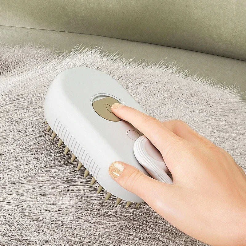 3-in-1 Pet Massage Brush with Steam Spray Function - Foldable, Rotatable Hair Removal Comb for Cats and Dogs