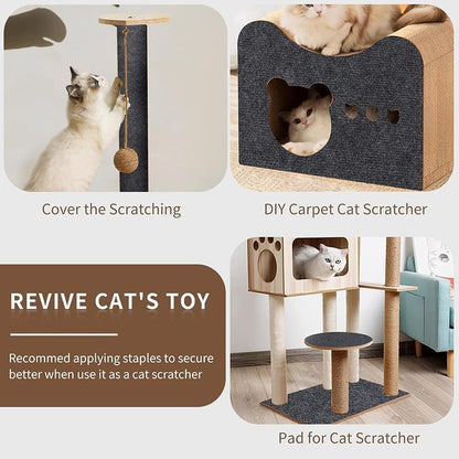 Cat Scratch Furniture Protector Mat - Self-Adhesive DIY Cat Scratch Pad for Cat Trees, Doors, and Couches (Dark Gray, 11.8 x 23 Inches)