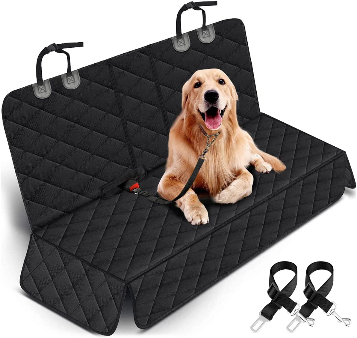 Dog Car Seat Cover - Waterproof and Durable Back Seat Protector for Pets, Fits Most Cars, SUVs, and Trucks (53" Width) - Black