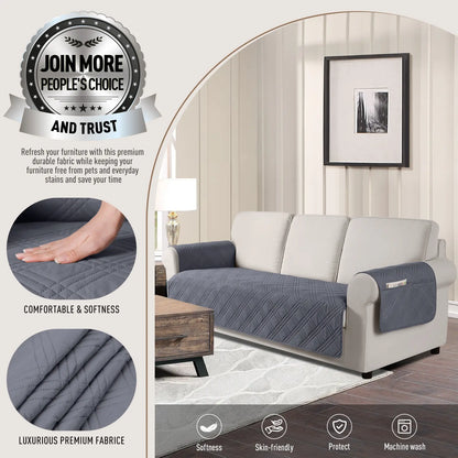 TAOCOCO Waterproof Pet Sofa Cover with Non-Slip Backing, Washable Protector for 3-Cushion Couches, Includes Side Pocket