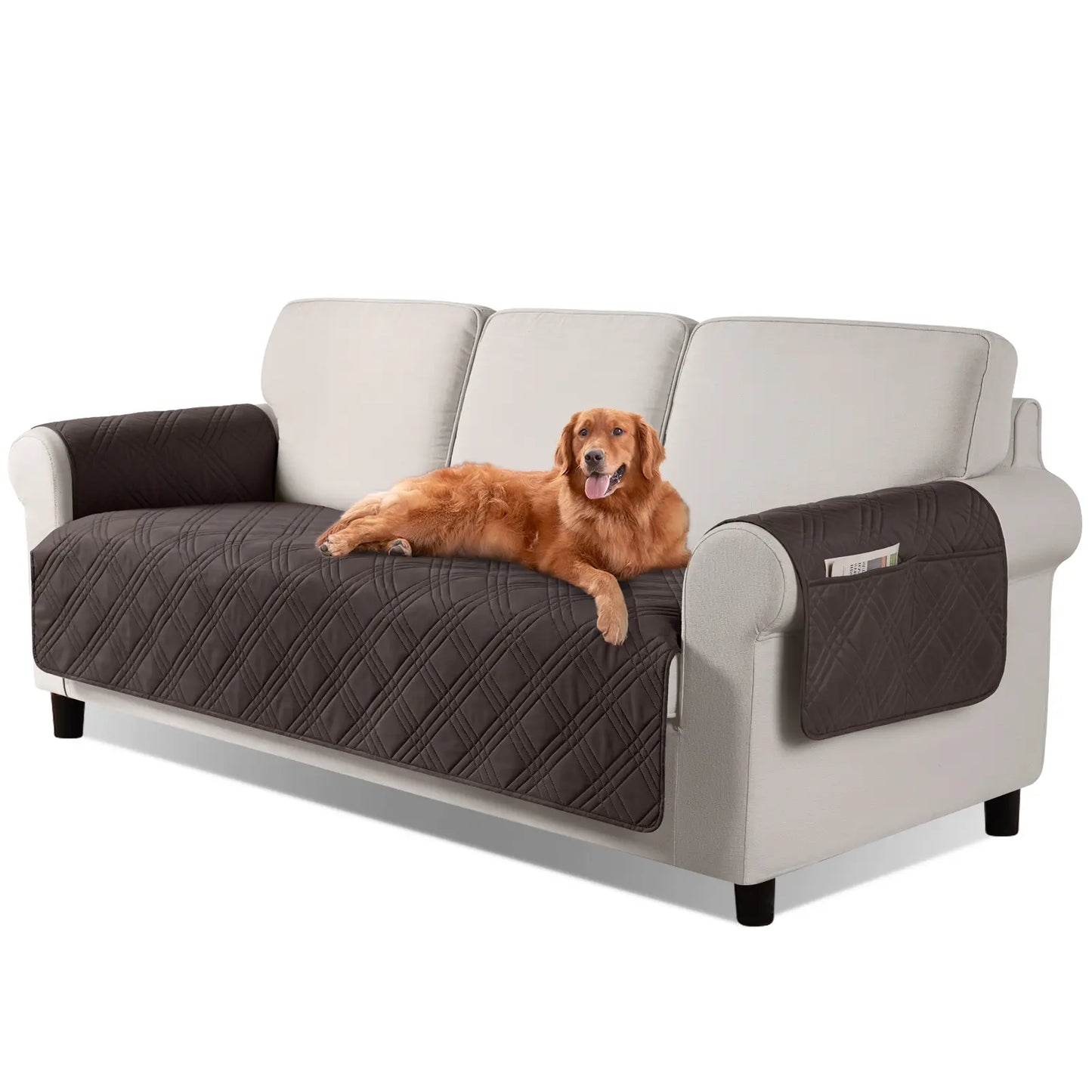 TAOCOCO Waterproof Pet Sofa Cover with Non-Slip Backing, Washable Protector for 3-Cushion Couches, Includes Side Pocket