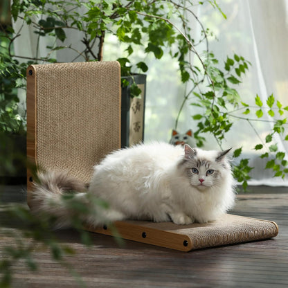 L-Shaped 26.8 Inch Cat Scratching Pad with Ball Toy - Vertical Cardboard Scratcher for Indoor Cats, Ideal for Walls, Sofas, and Couches