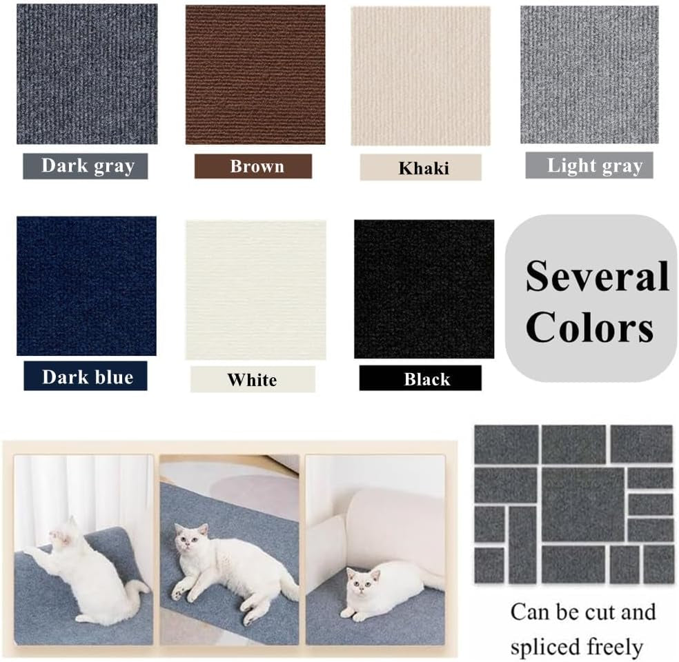 Cat Scratch Furniture Protector Mat - Self-Adhesive DIY Cat Scratch Pad for Cat Trees, Doors, and Couches (Dark Gray, 11.8 x 23 Inches)