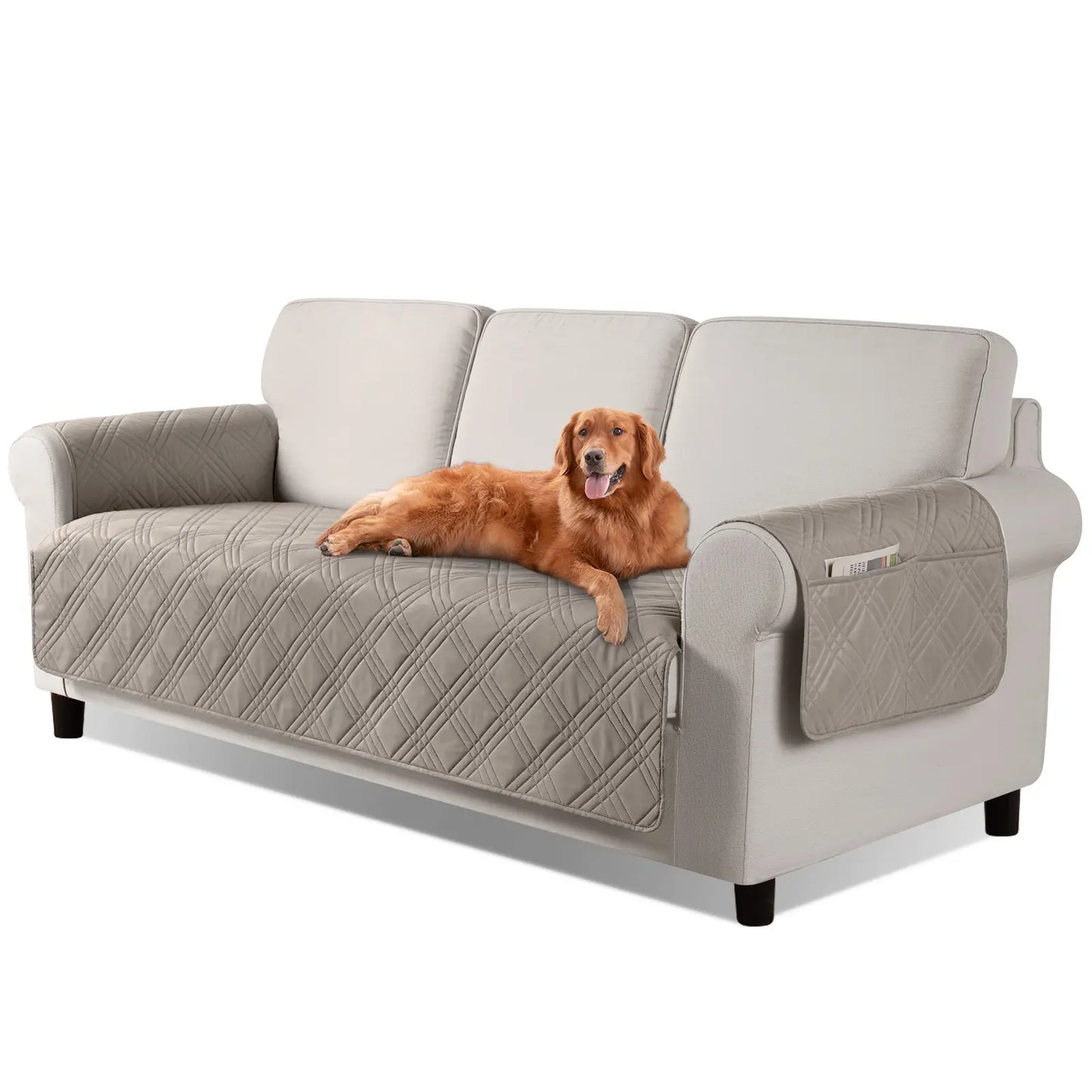 TAOCOCO Waterproof Pet Sofa Cover with Non-Slip Backing, Washable Protector for 3-Cushion Couches, Includes Side Pocket