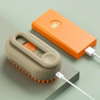 3-in-1 Pet Massage Brush with Steam Spray Function - Foldable, Rotatable Hair Removal Comb for Cats and Dogs