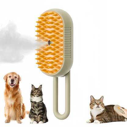 3-in-1 Pet Massage Brush with Steam Spray Function - Foldable, Rotatable Hair Removal Comb for Cats and Dogs