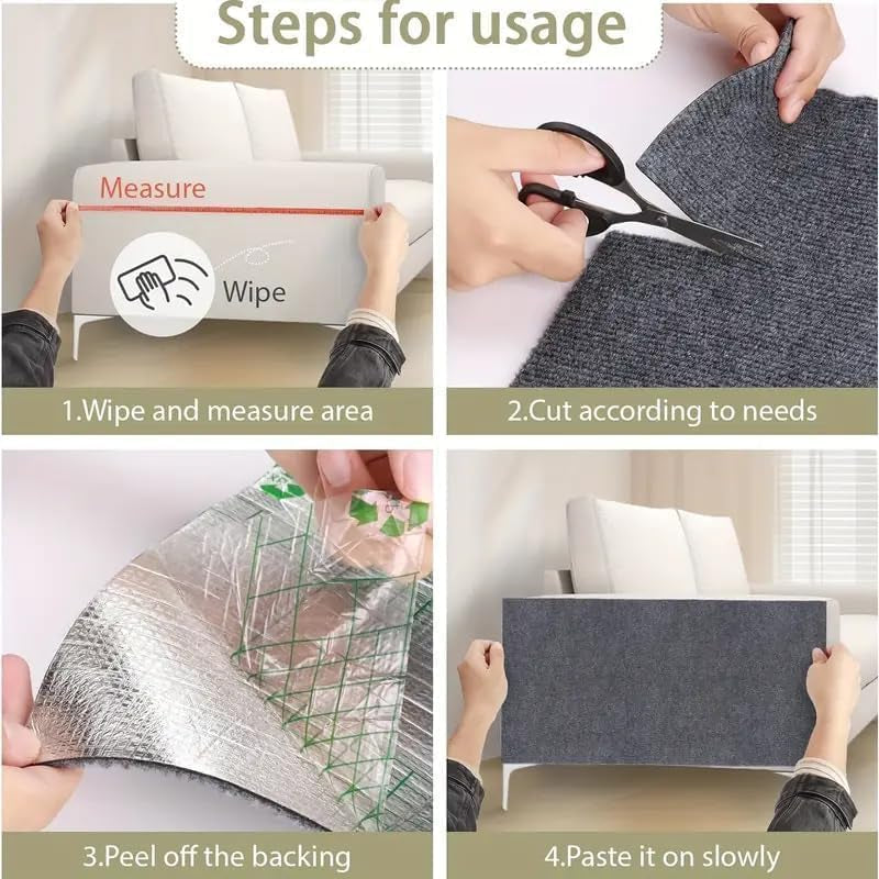 Cat Scratch Furniture Protector Mat - Self-Adhesive DIY Cat Scratch Pad for Cat Trees, Doors, and Couches (Dark Gray, 11.8 x 23 Inches)