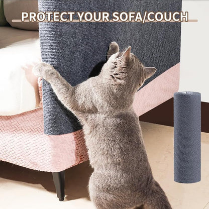 Cat Scratch Furniture Protector Mat - Self-Adhesive DIY Cat Scratch Pad for Cat Trees, Doors, and Couches (Dark Gray, 11.8 x 23 Inches)