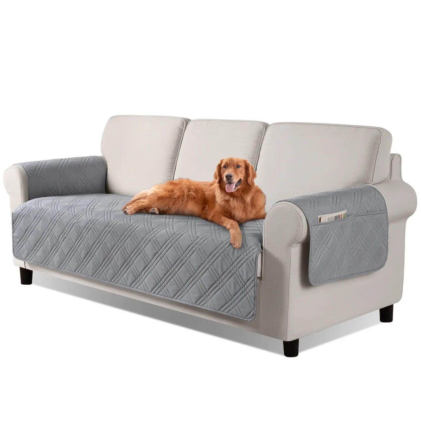 TAOCOCO Waterproof Pet Sofa Cover with Non-Slip Backing, Washable Protector for 3-Cushion Couches, Includes Side Pocket