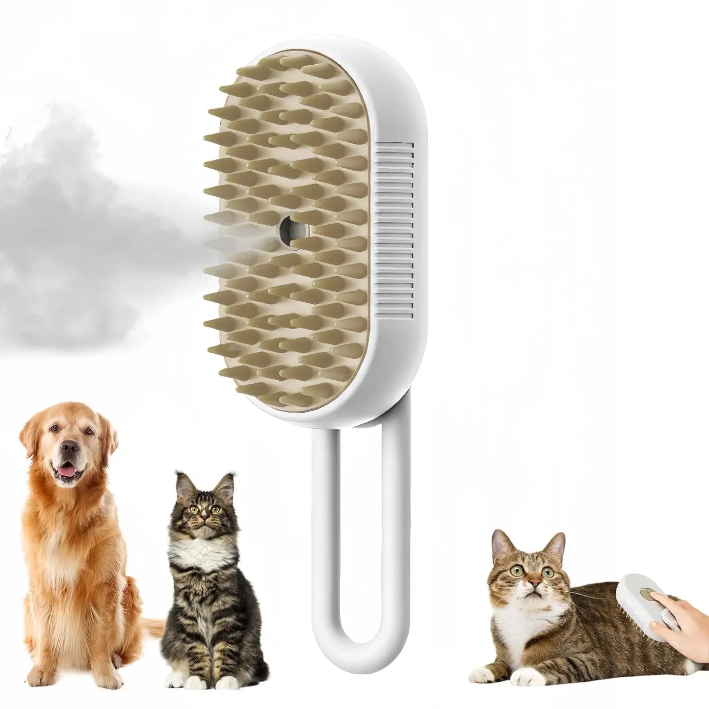 3-in-1 Pet Massage Brush with Steam Spray Function - Foldable, Rotatable Hair Removal Comb for Cats and Dogs